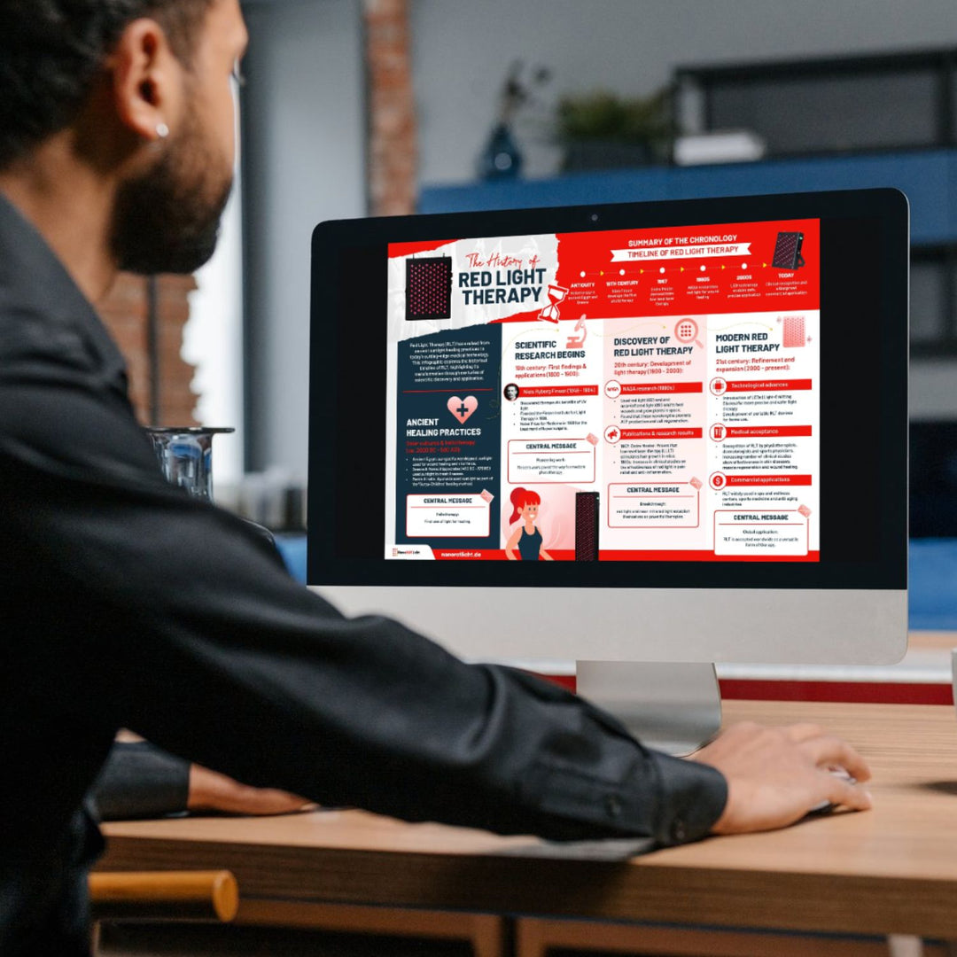 Die Geschichte der Rotlichttherapie - Digitale Infografik - Bildungsinhalt | NanoROTLicht